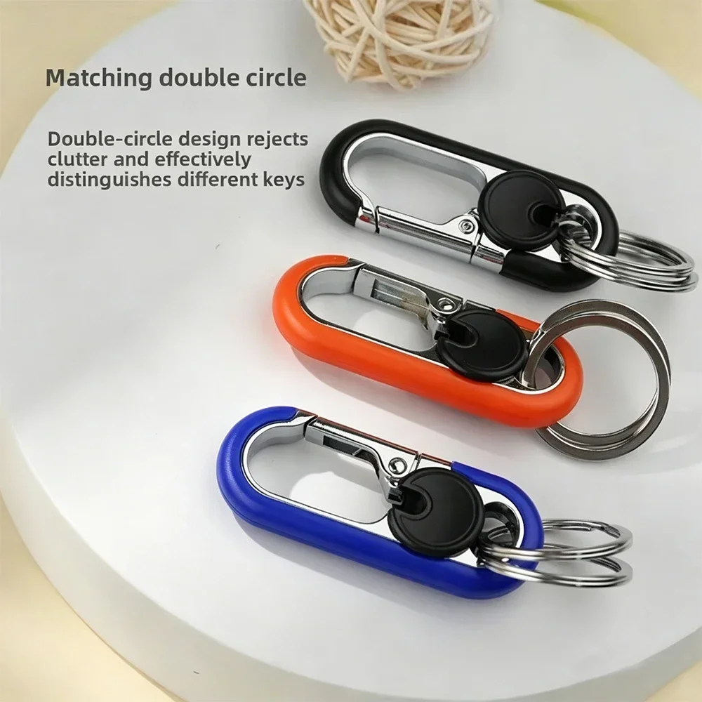 3/5pcs Double Ring Keychain Business Key Holder Men's Fashion Key Chain Gift Metal Key Buckle Car Styling Auto Car Accessories