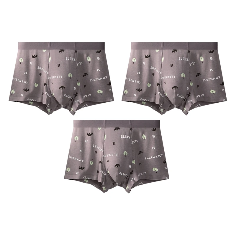 3PCS Men's Seamless Modal Briefs 50-Pack Summer Lightweight Printed Sports Anti-Bacterial Shorts