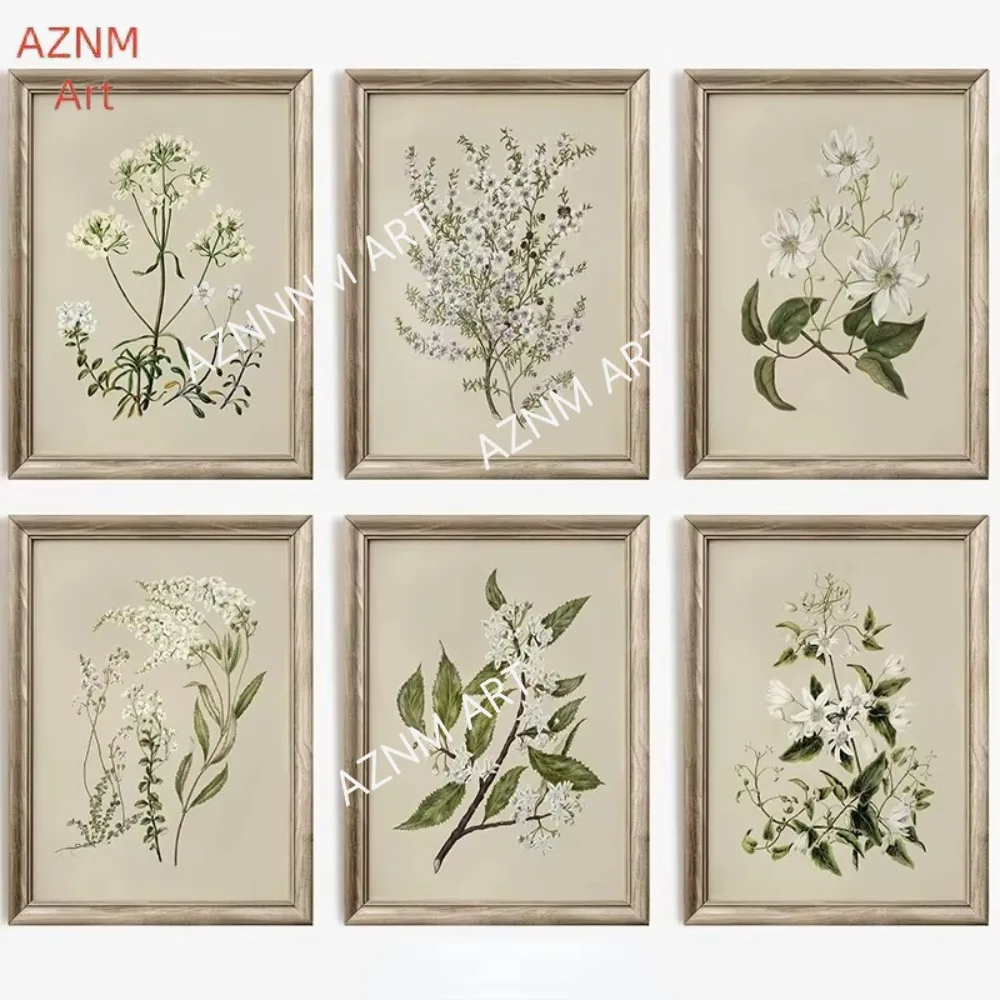 1/6 stücke Vintage Schönheit Stil Botanische Blume Floral Galerie Kunst Poster Leinwand Malerei Wand Drucke Bild für Wohnzimmer Wohnkultur