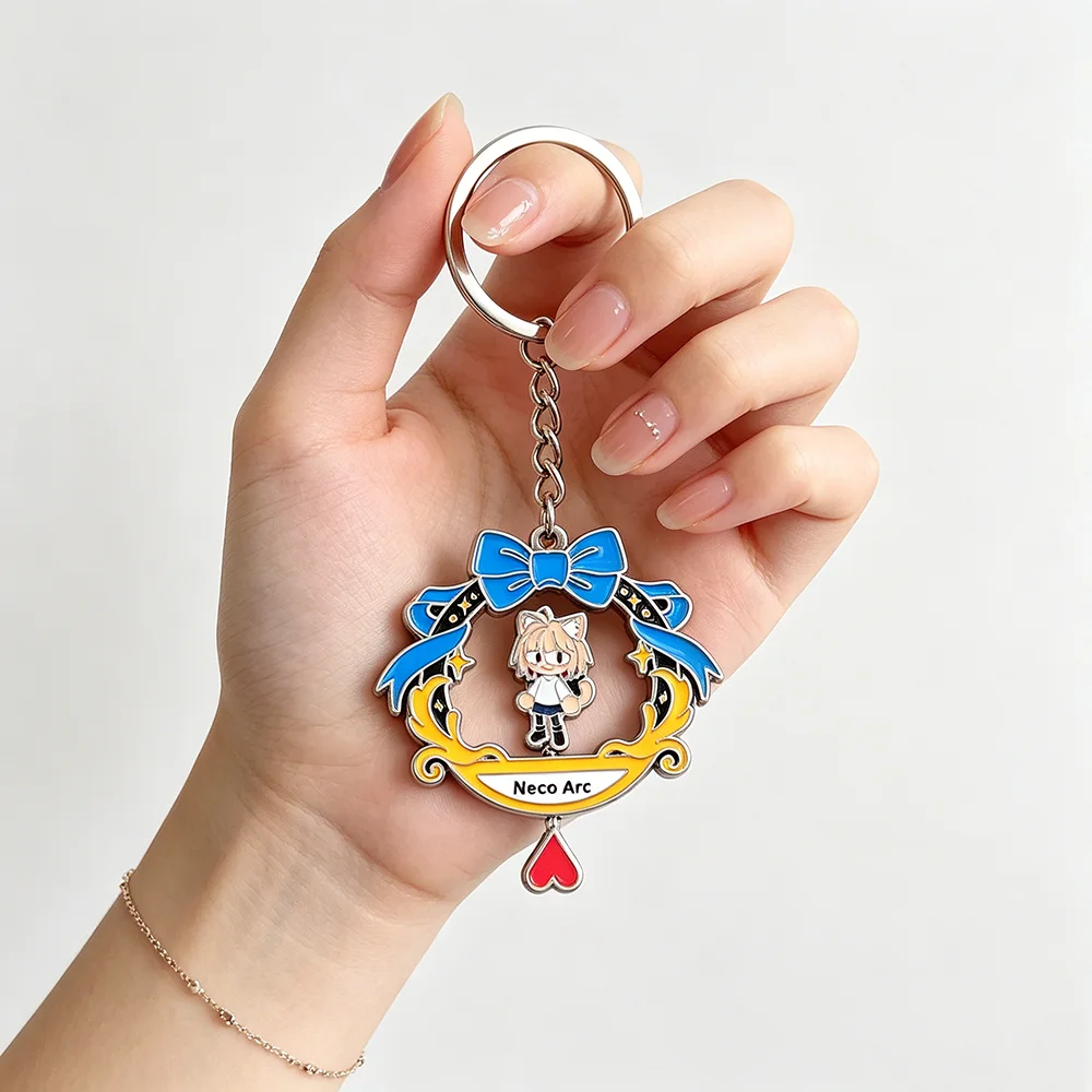 Anime Tsukihime Neco-Arc Drehbarer Schlüsselanhänger Doppelseitiger Drehender Katzenmädchen-Schlüsselring Kawaii Figur Metallanhänger Taschendekoration Fan-Geschenk – Detail 13
