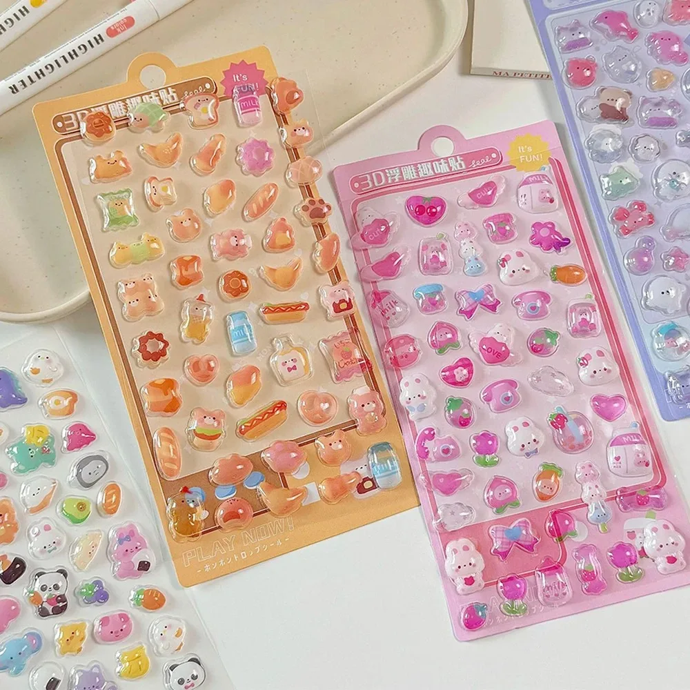 1 Stück 3D-geprägte Diamant-Aufkleber im Cartoon-Stil, PVC-Bastelaufkleber für Scrapbooking und Schreibwaren-Dekoration – perfekt für DIY-Profi