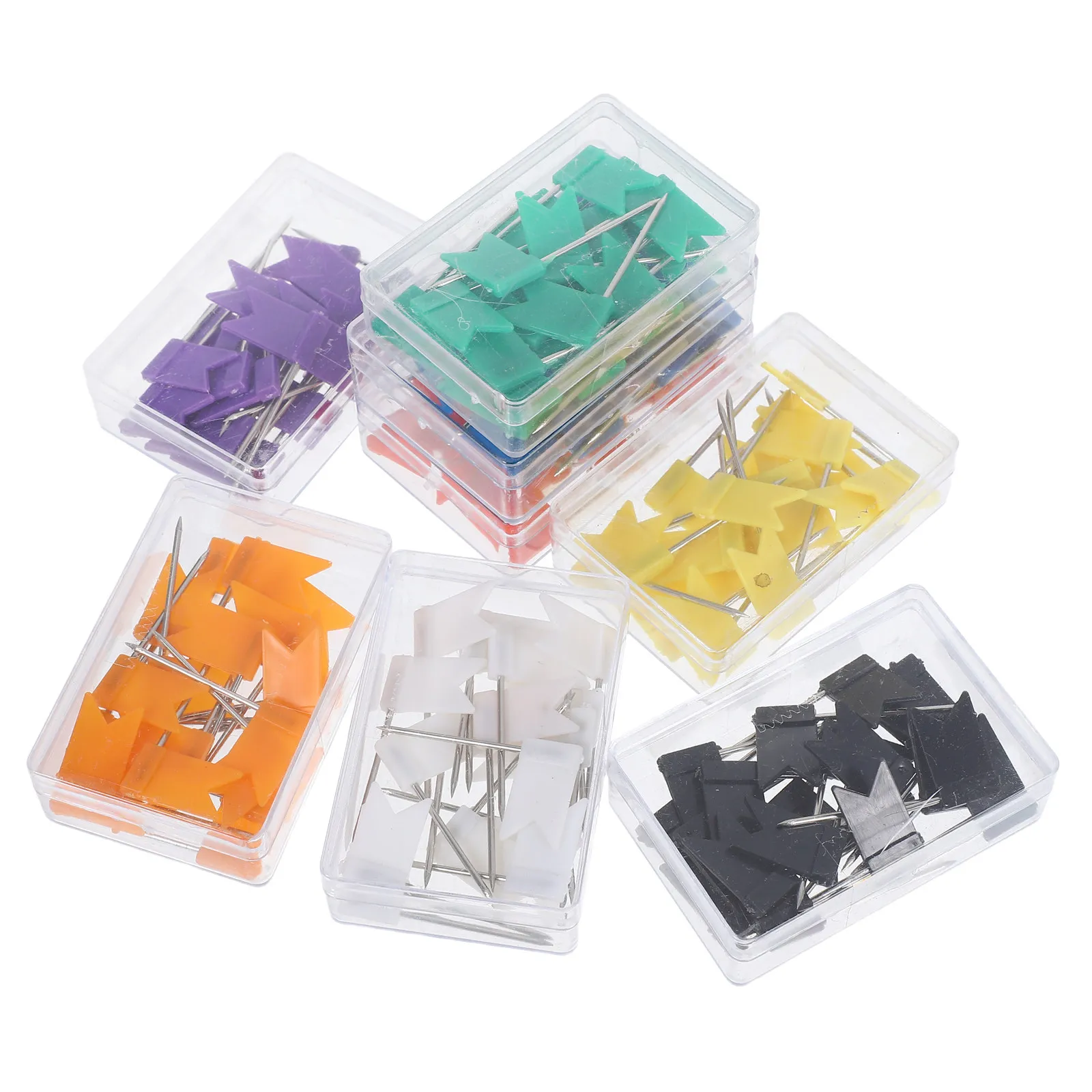 160Pcs Colorful Push Pins for Maps Flag Head Design Reusable Box Storage Sturdy Sharp Pins for Cork Board Travel Planning