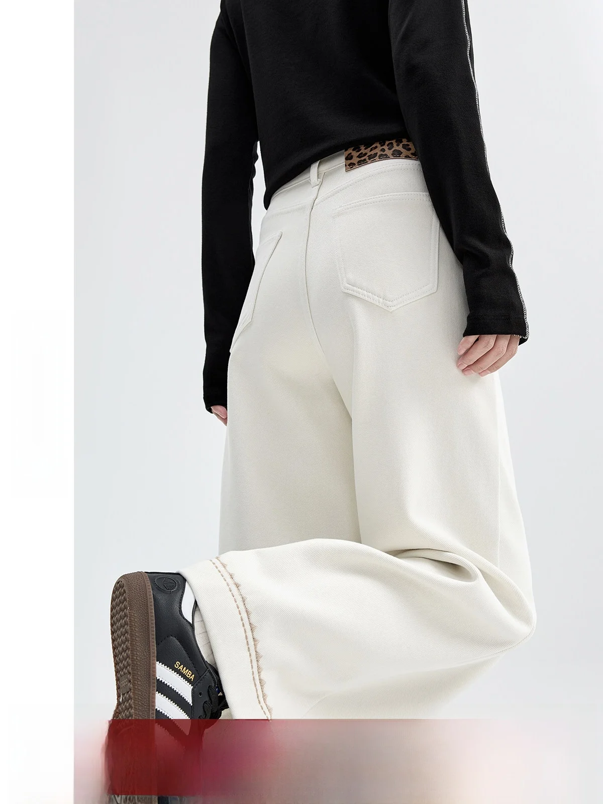 

High Waist Fleece Lined Wide Leg Jeans Women Winter New Washed Embroidered Loose Straight Cut Trousers Casual Style Pure Color