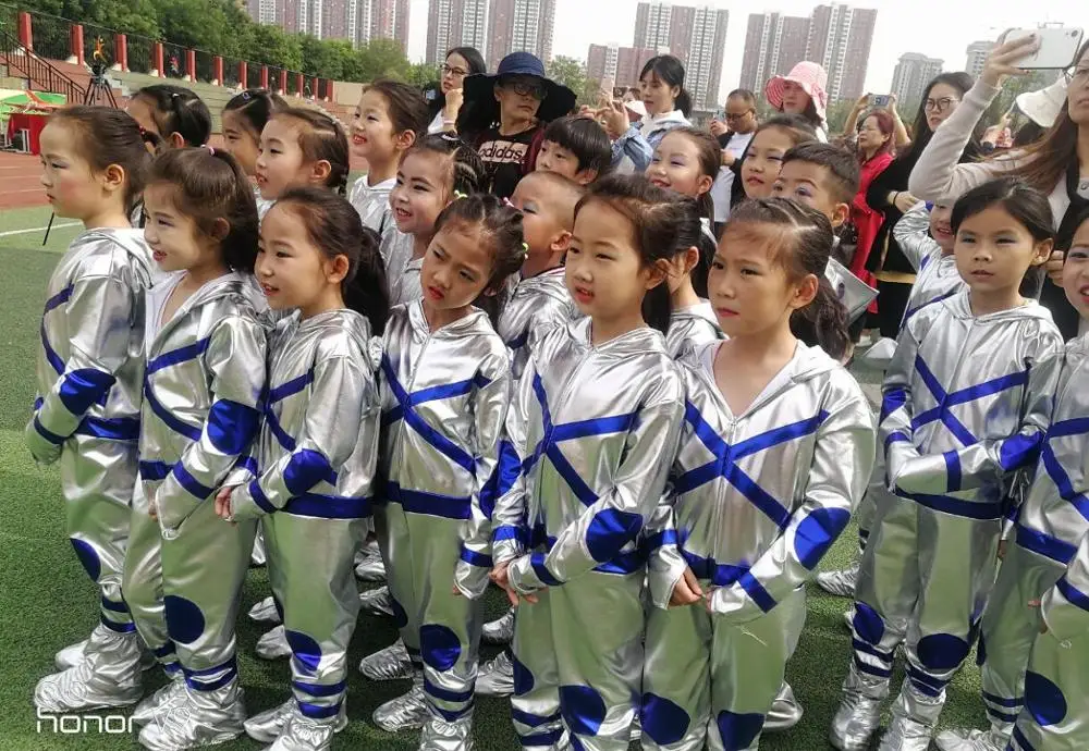 Kid party cosplay robot costume astronaut performance space stage dance wear children clothing jumpsuit skirt clothes boy girl