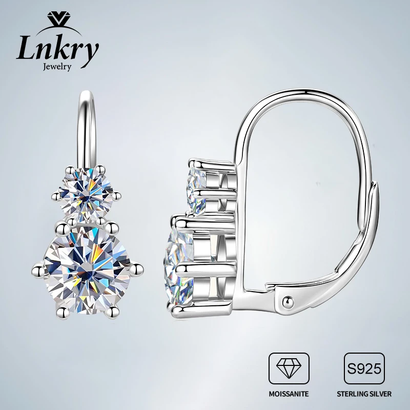 

Lnkry 925 Sterling Silver Six Prong Circel Earring Certified 6.5mm&4mm Moissanite Hoop Earring Sparkling Jewelry For Women