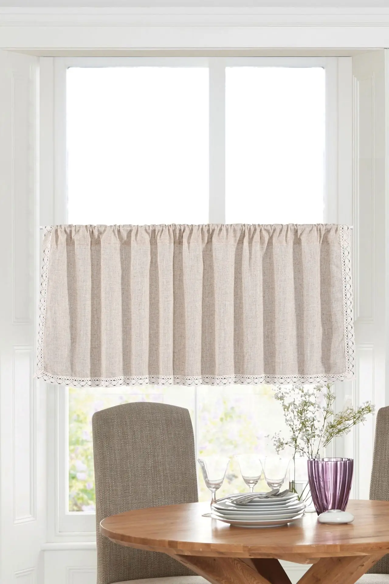 Nordic Style Short Dust Curtains White Pastoral for Kitchen Cotton Linen Wine Cabinet Door Window Small Wardrobe Half Curtain