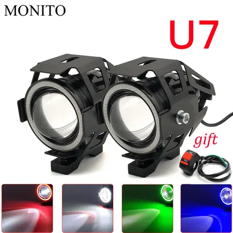 Motorcycle Headlight Angel Eyes Driving Head Lamp LED Waterproof Fog Light For YZF R25 R15 R6 R125 z750 Z800 FZ8 FZ1 FZ6R ER-6N
