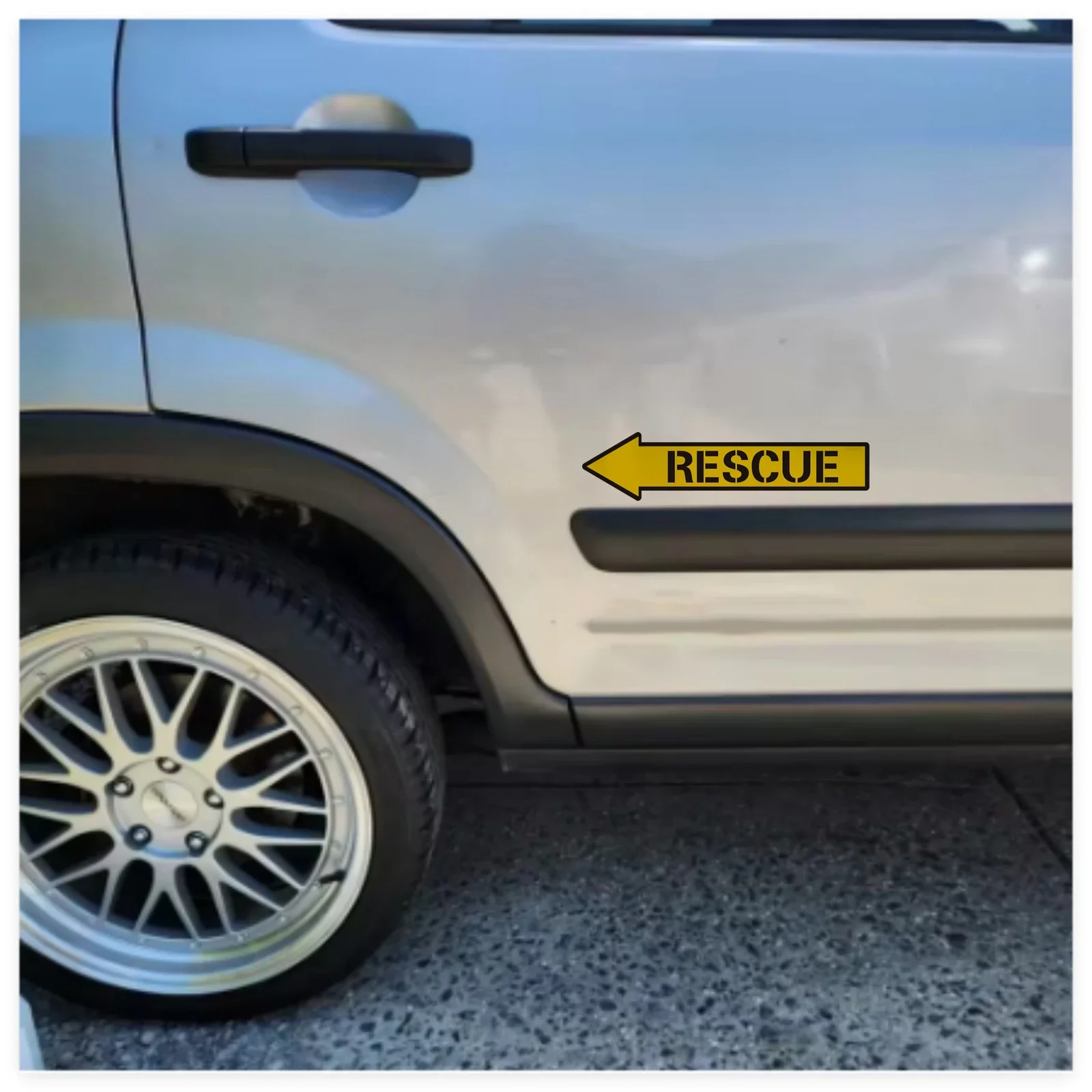 Yellow Arrow Rescue Vinyl Decal, Durable Sticker for Motocross Cycling Car Sports Event Marking Decor