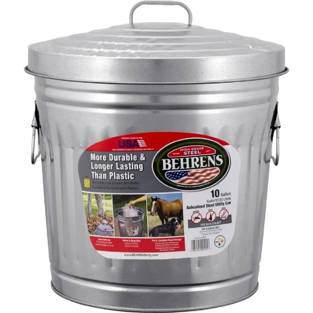 

Manufacturing 6210 Galvanized Steel Trash Can, 10-Gallon