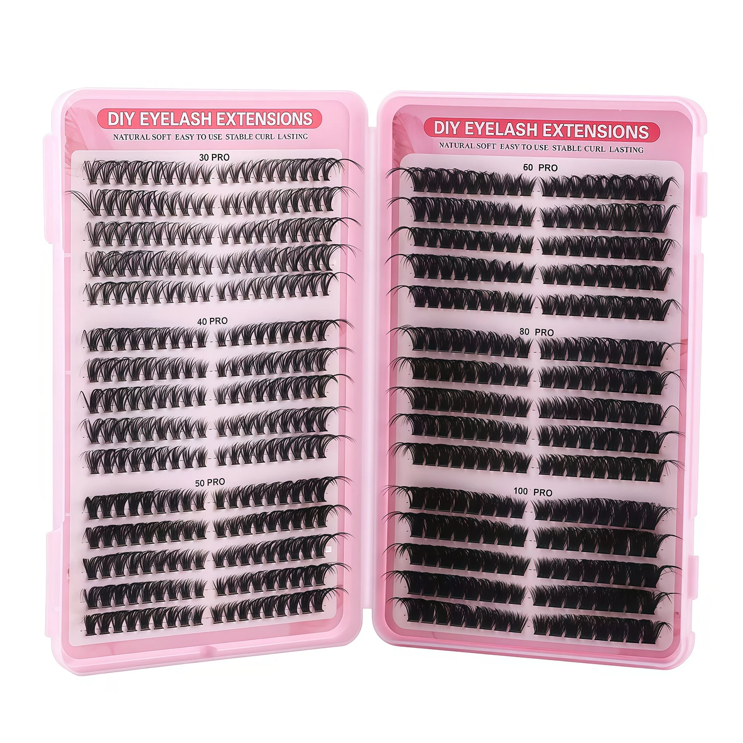 One Box of Eyelash Clusters, 30 Rows of False Eyelashes Extension Set, 30+40+50+60+80+100D Eyelashes, 30P-100PRO