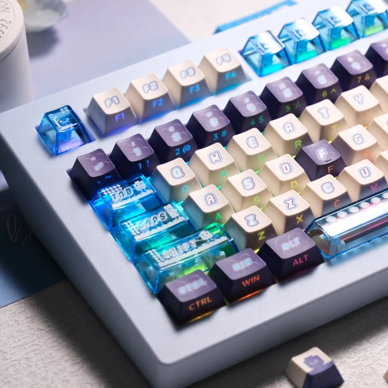 

Original factory height side engraved transparent PC keycap pbt mechanical keyboard white night devil polar star keycap