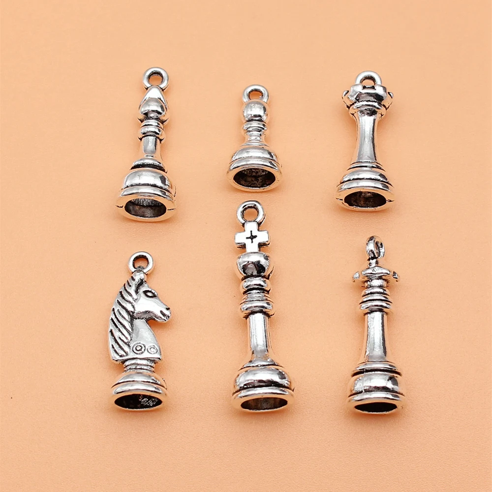 International Chess Charms Handmade Earrings Jewelry Making Supplies 6pcs/set