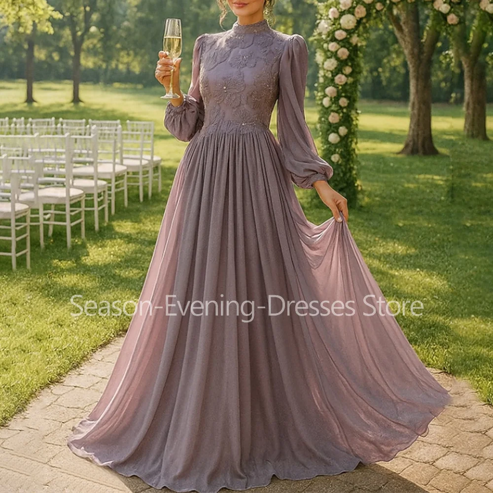 Customized Elegant Long Beads Mother of the Bride Dresses High-Neck Floor-Length Wedding Guest Party Groom Evening Dress 2026