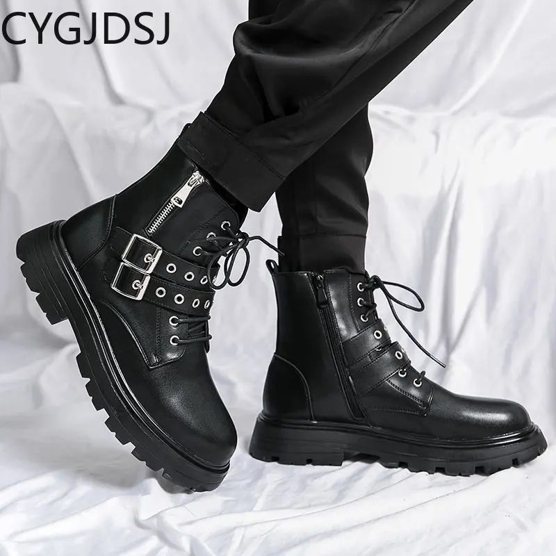 

Platform Boots Leather Shoes for Men Casual Shoes for Men black Boots Stivali Casuales Ankle Boots for Men Zapatillas De Hombre