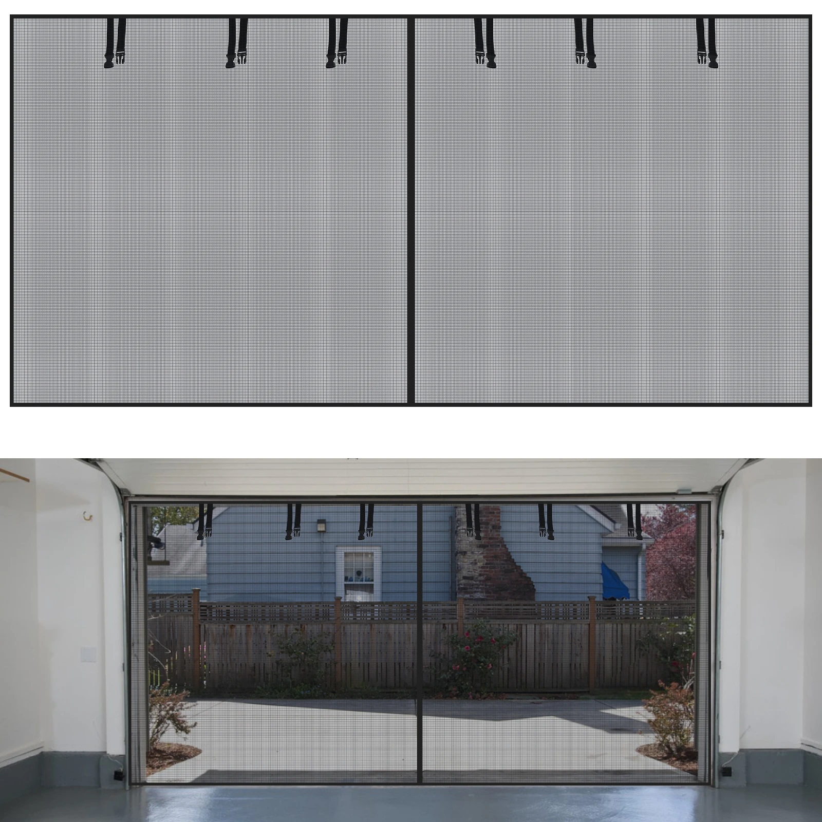 

16x7FT Garage Screen Door Mesh Magnetic Garage Door Screen Magnetic Closure Sturdy Garage Screen Door for 2 Car Garage Pull Down