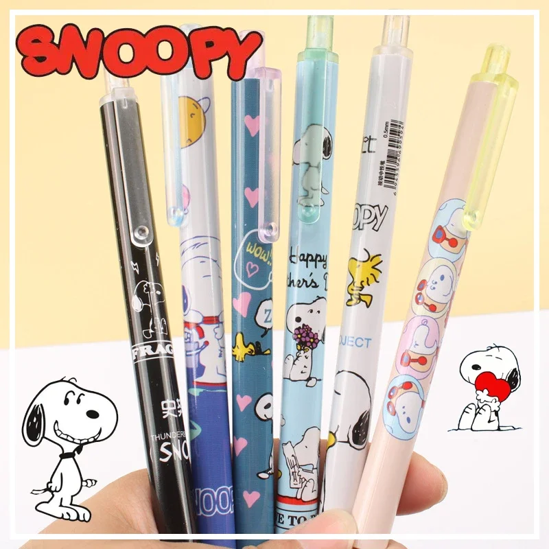 Kawaii Snoopy Gel Pen Cute Pens Stationary Pens Cartoon Press Ballpoint Pen Students 0.5mm Black Refill Office School Supplies