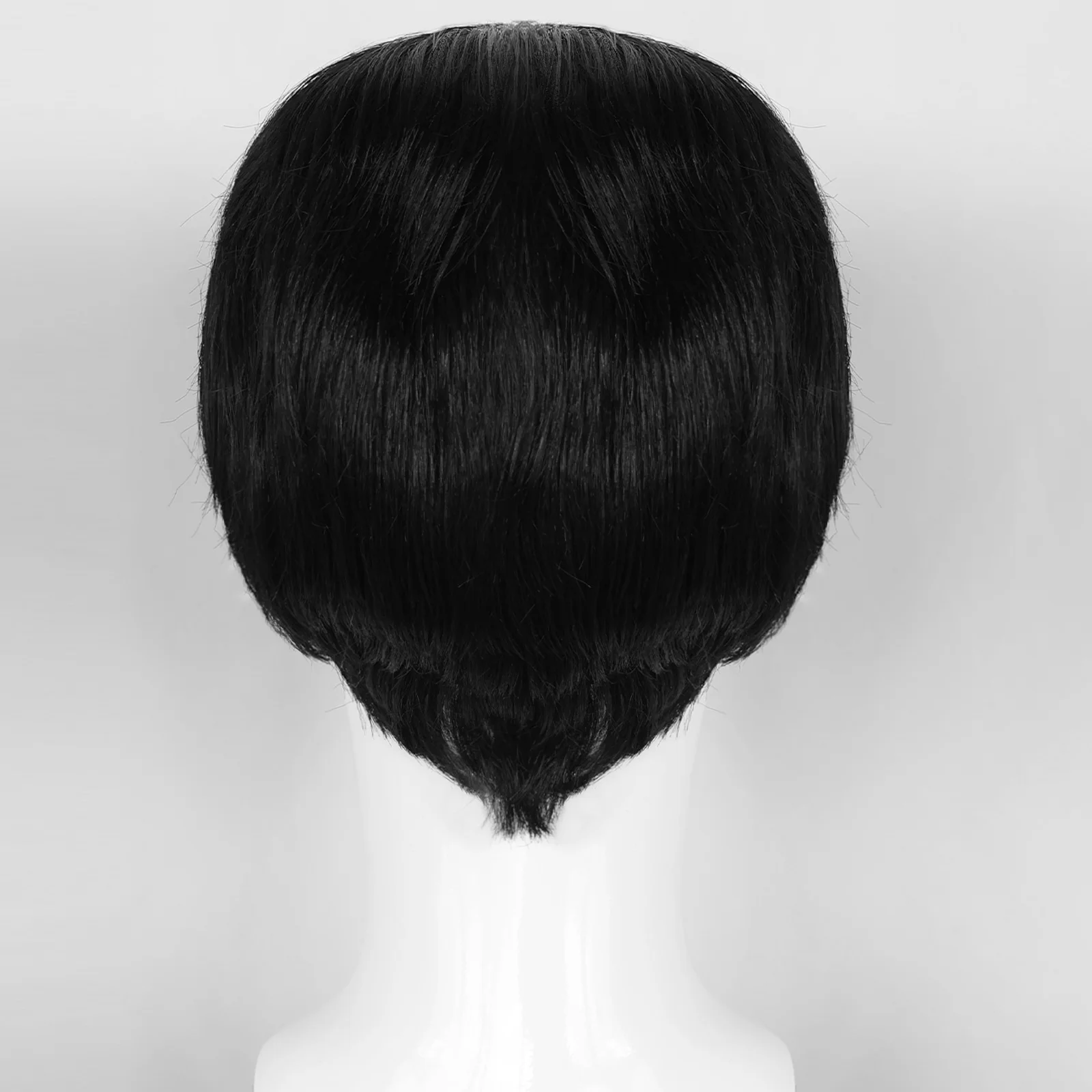 Synthetic Short Black Cosplay Wig With Split Styling And A Beard Suitable For Role-Playing Outfit Wig