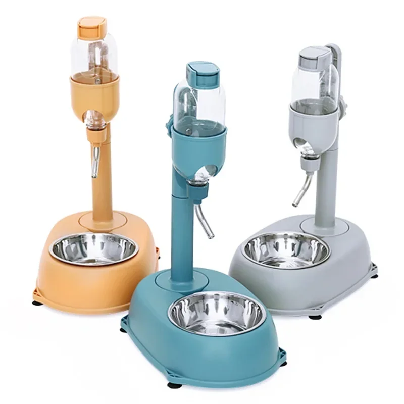 Anti-tip hondenbak met drinkwaterfles Plastic automatische dispenser Feeder Hangende ketel Kattenvoercontainer Dierbenodigdheden