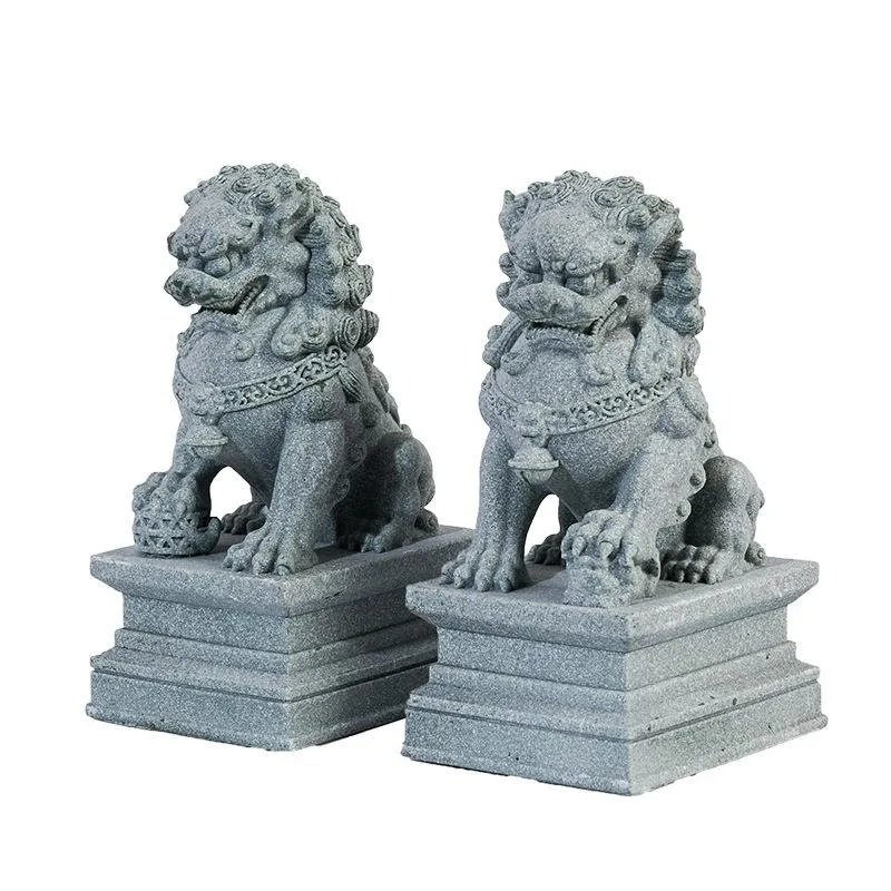 FU فو الكلاب زوج الحارس الأسد التماثيل الصينية فنغ شوي التماثيل الزخرفية غرفة المعيشة المنزلي مقهى ديكور مكتب حلية