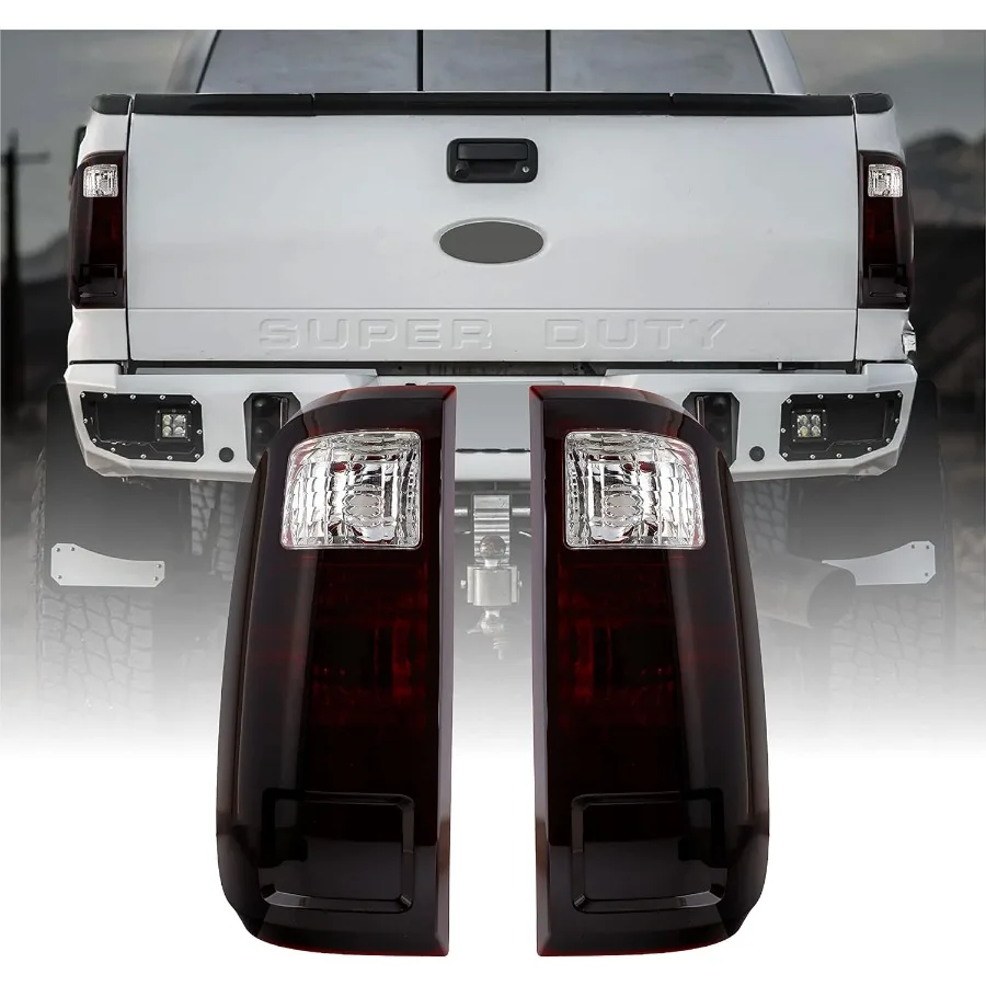 

USR DEPO 0816 SuperDuty Dark Cherry Red Smoke Rear Tail Lights Left + Right Compatible with 20082016 Super Duty F250 F350 F450