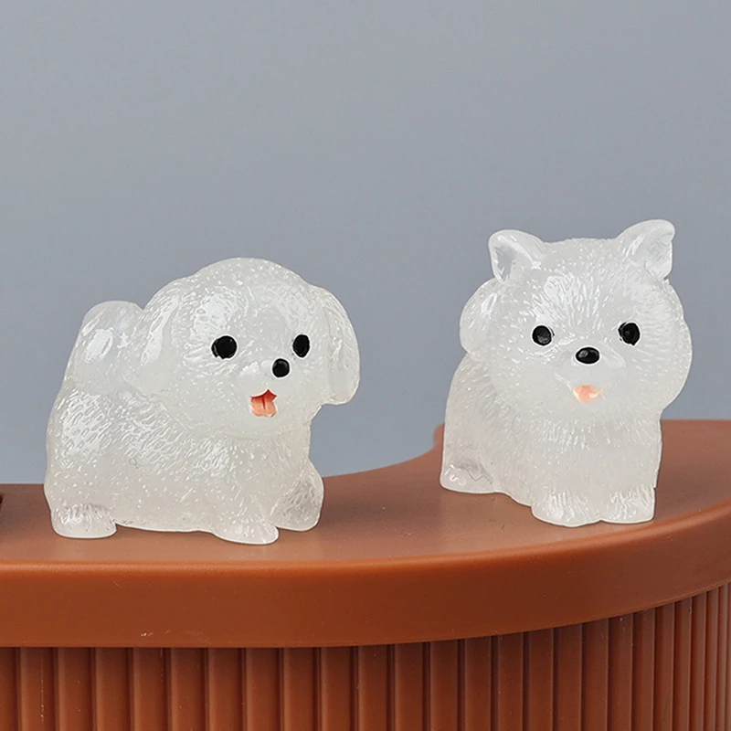 1PC Kids Gift Mini Resin Dog Luminous Miniature Figurines For Home Garden Decoration Glow In The Dark Puppy Fairy Ornaments