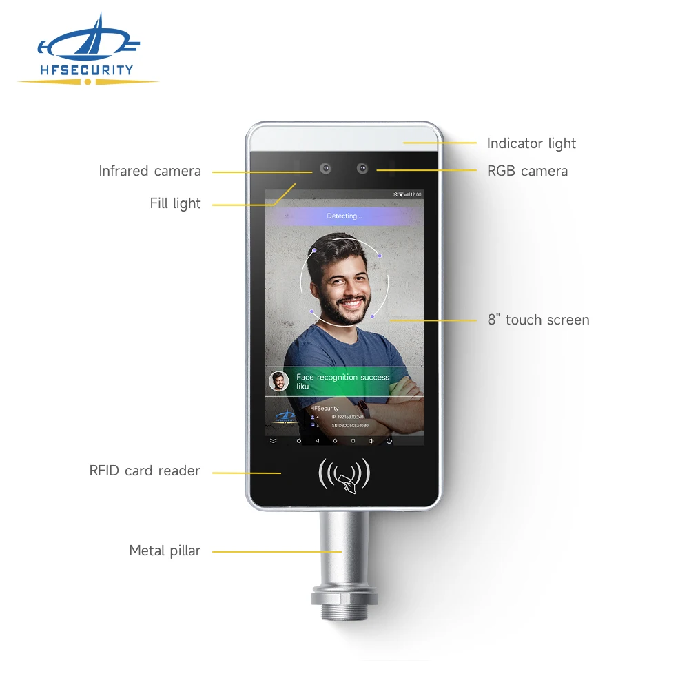 HFSecurity RA08 Turnstile Barrier Gate Face Recognition Time Attendance System Support Optional QR And HID Card