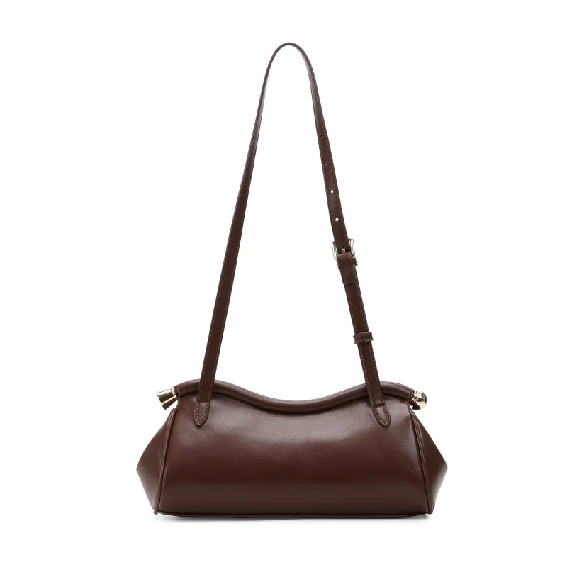 Fashion French Style Arc-Shaped Clamp Women's Clip Bag High Texture Leather Single Shoulder Bag Medium Size Versatile Handbags