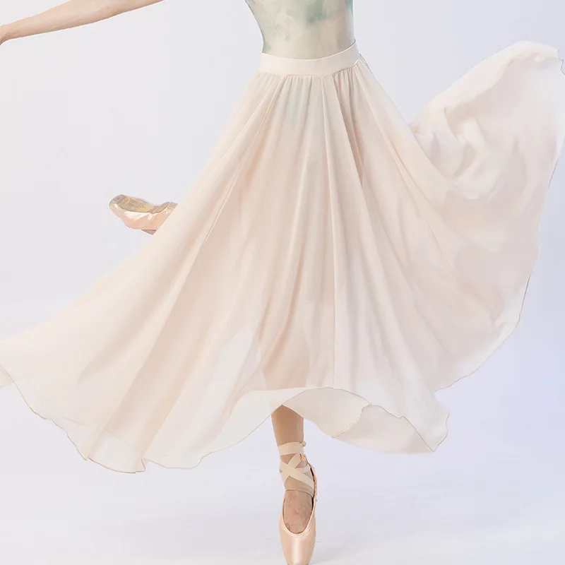 

Classical Dance Chiffon Full Skirt Dance Practice Costume with 720° Lotus Pink Skirt Performance Costume Ballet Chiffon Skirt