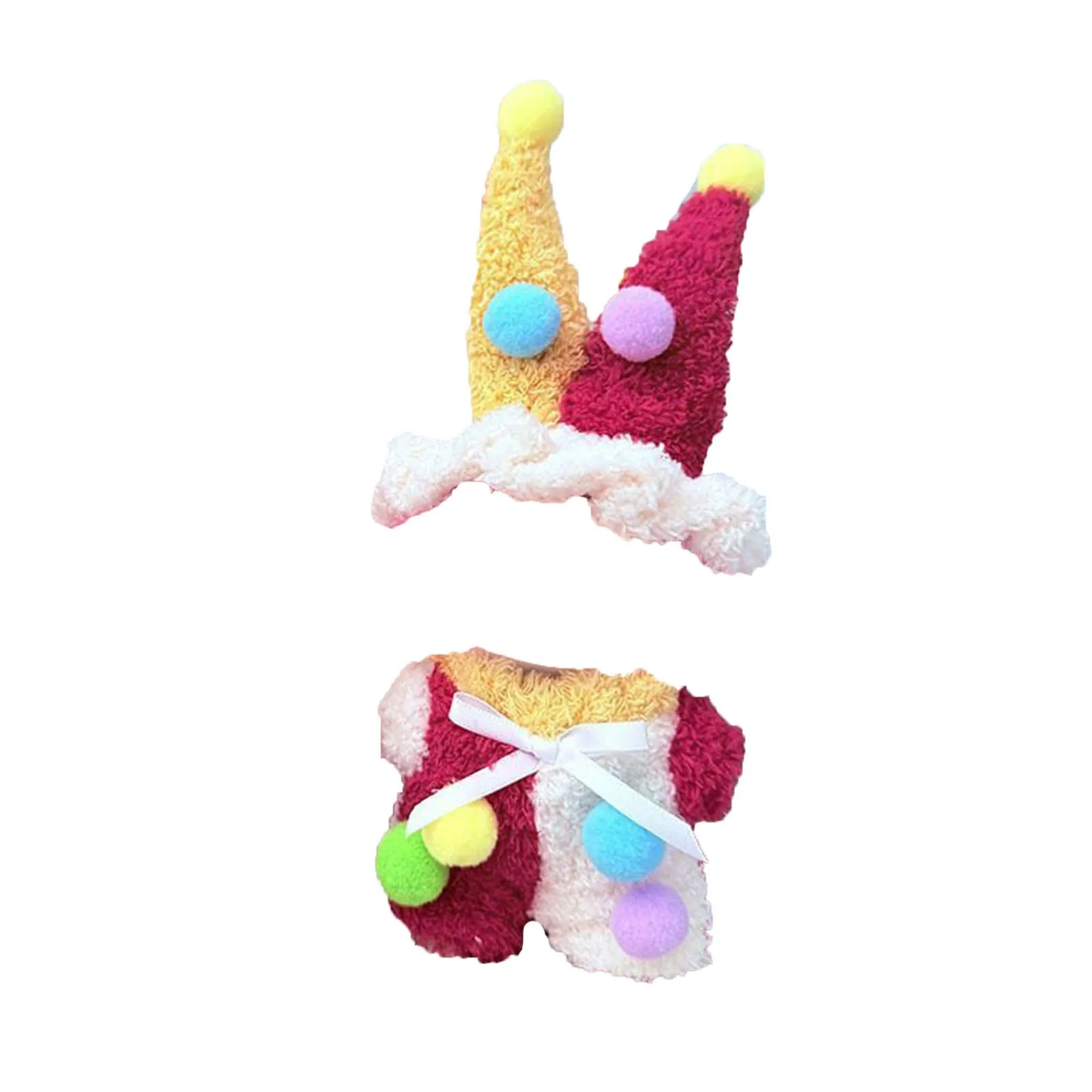 Mini roupas fofas, acessórios de roupas, festa sentada, bonecas labubu, bola colorida, conjunto de palhaço, roupas fofas, presentes diy para crianças