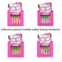 24PCS/Box New Candy Fake Nails Tips Children Cartoon Full Cover Kid Glue Self False Nails Art for Girls Manicure Tips Nail Decor