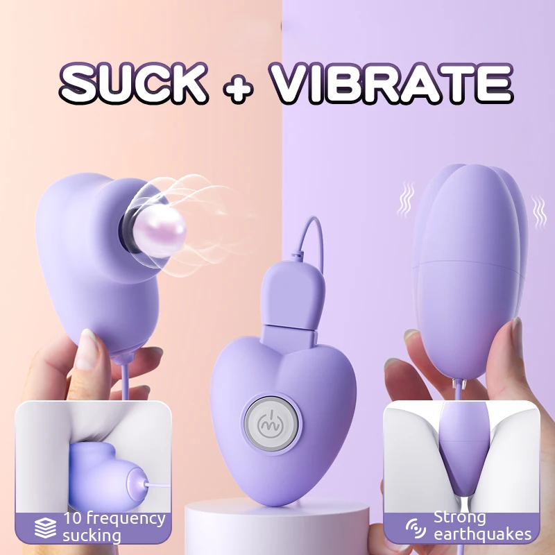 2 IN 1 Vibrator Clitoral Sucking Stimulator Vibrating Egg Silicone Waterproof Vibrator Woman Sex Toy G Spot Adult Products