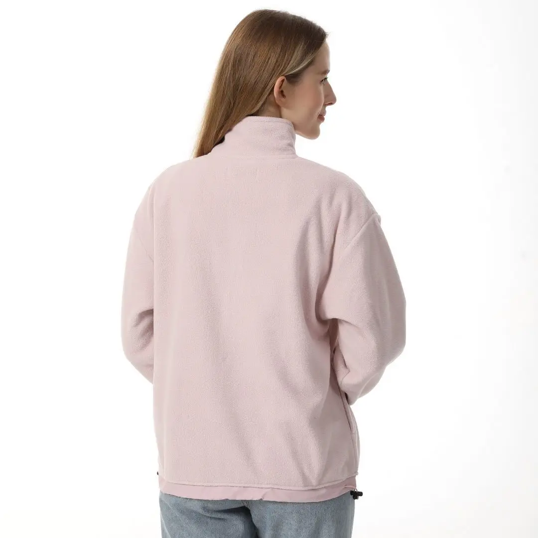 플리스 스웨트셔츠 모자 없음 여성용 멀티 컬러 가을 셔파 핑크 크루넥 배트윙 슬리브 리본 레이스업 러플 소녀 모드 스타일