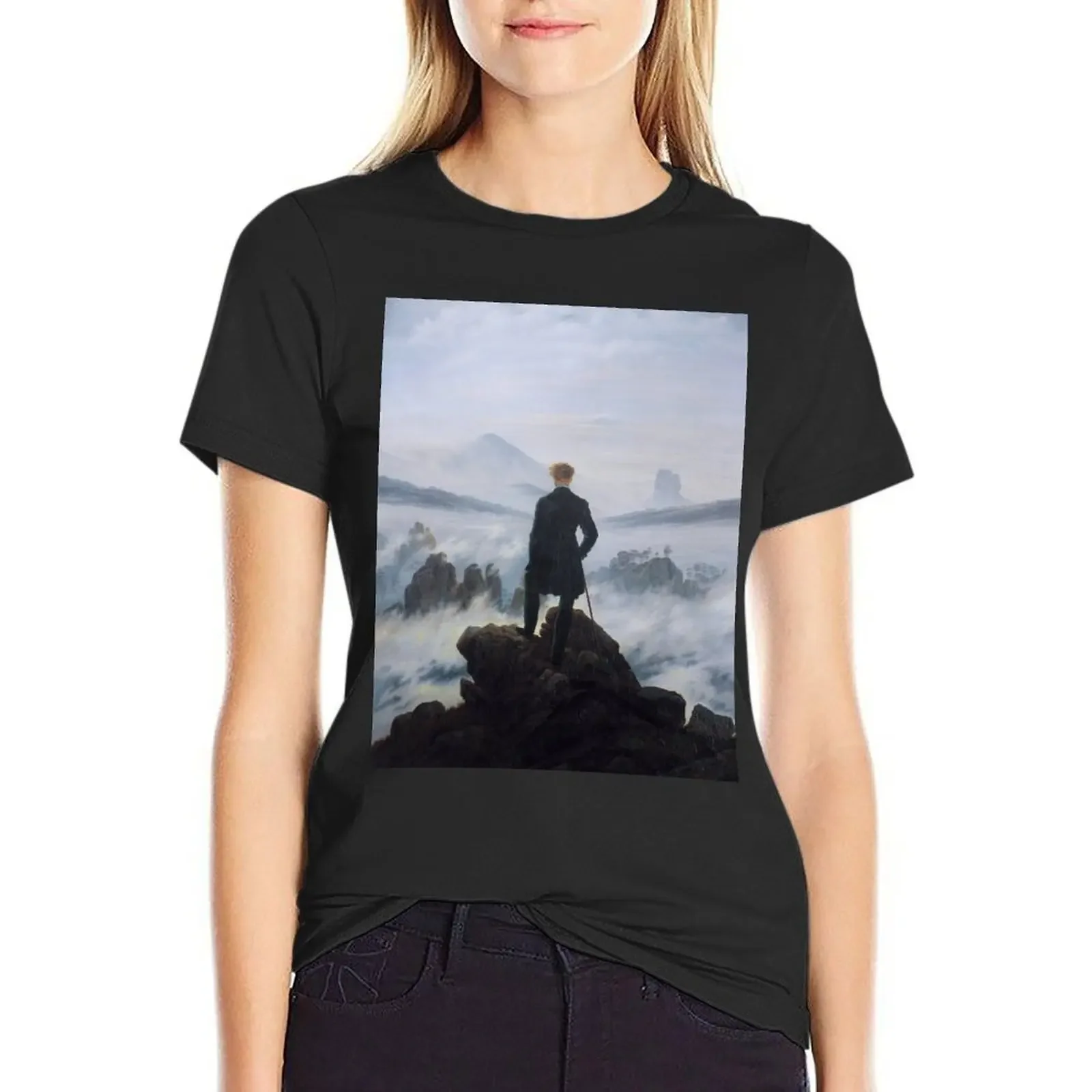 

Wanderer above the Sea of Fog T-Shirt oversized tops Female clothing graphics western t shirts for Women