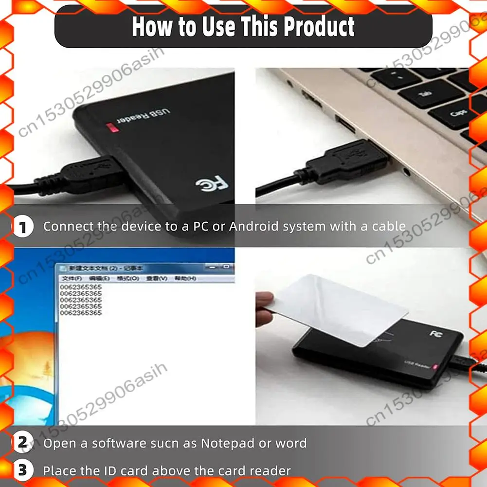 -AT52 Pembaca RFID USB Pembaca Kartu ID Pembaca Kartu Tanpa Kontak Untuk EM4100