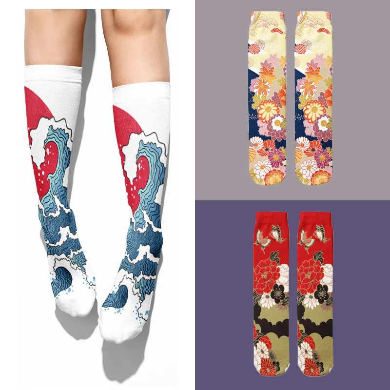 

Newly designed Japanese Ukiyo-e auspicious cloud women's cotton socks home elegant fashion socks Harajuku casual high ankle crea