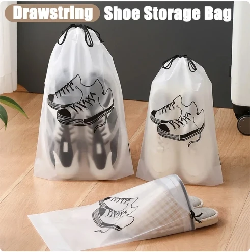 1/5PCS Shoes Storage Bags Travel Portable Clothes Underwear Organizer Transparent Frosted Drawstring Pouch Waterproof Dust-proof