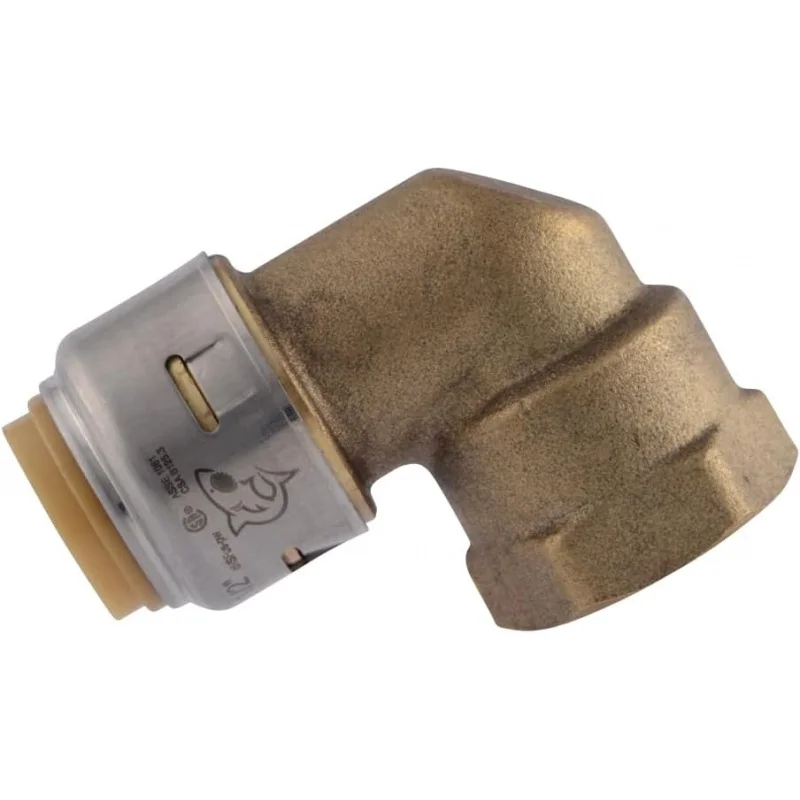 Max 1/2 Inch x 1/2 Inch 90 Degree Female Adapter Elbow, of 6, Push to Connect Brass Plumbing Fitting, PEX Pipe, Copper, CPV