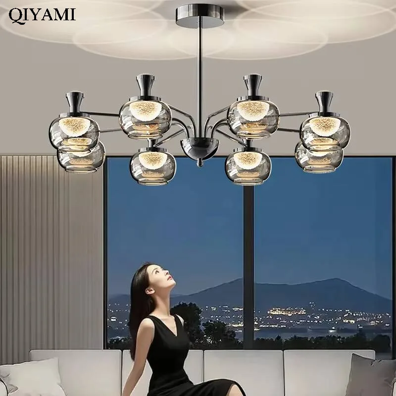 Italian Minimalist Living Room Chandelier Simple High-end Indoor Glass Lighting Decorative Lamps Light Luxury Modern Hall Lights