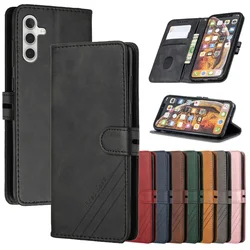 Leather Flip S24+ Case on For Samsung Galaxy S24 Ultra S23 FE S22 Plus 5G S24Plus S23FE Magnetic Cases Stand Wallet Phone Cover