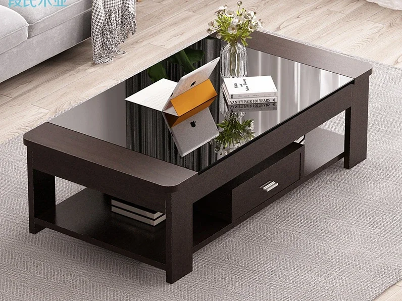 

Nordic coffee table, simple modern tempered glass living room, easy to create office living room