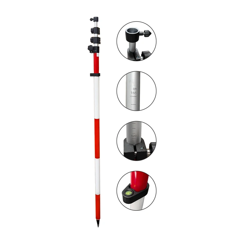 TLF 5.2M Aluminum Telescopic Pole for Land Survey Total Station Surveying Rod High Visibility Prism Instrument Parts Accessories