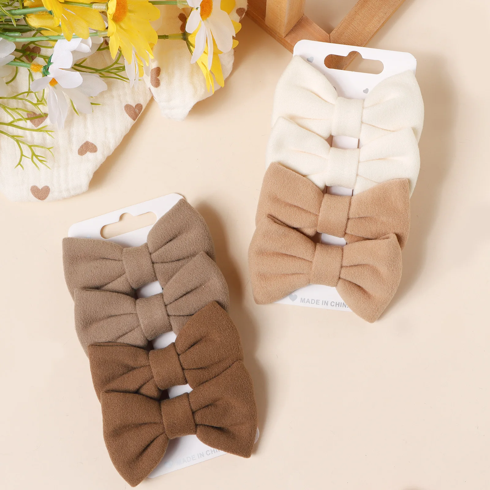 

2 шт., заколка для волос с бантиком из искусственного кашемира, модные ретро-осенне-зимние аксессуары для волос для девочек, повседневное сочетание с челкой, боковые зажимы