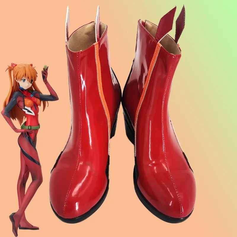 

Shin Seiki EVA 02 Asuka Langley Soryu Cosplay Costume Shoes Red Handmade Boots