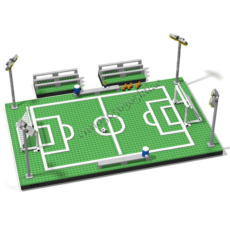 591 قطعة من مكعبات البناء القابلة للتخصيص على شكل ملعب كرة قدم منزلي، نموذج بسيط للأطفال، هدية عيد ميلاد للأولاد