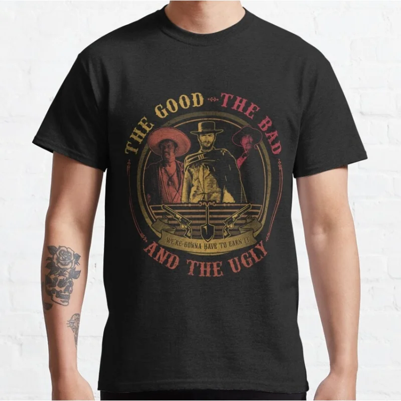 0227 Clint Eastwood The Good The Bad The Ugly Retro Gift t shirt 100% cotton Short Sleeve Graphic Clothes All size top S-6XL