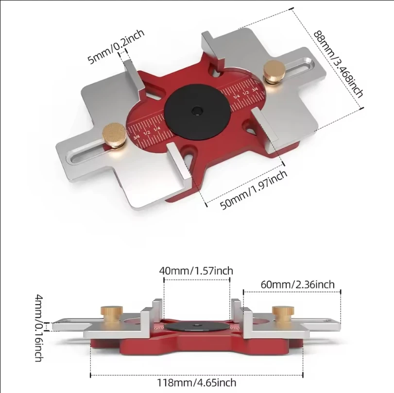 1pc Versatile 2-in-1 Wood Router Slotting Locator & Edge Trimmer - Durable Aluminum & Bakelite Router Bits for Woodworking