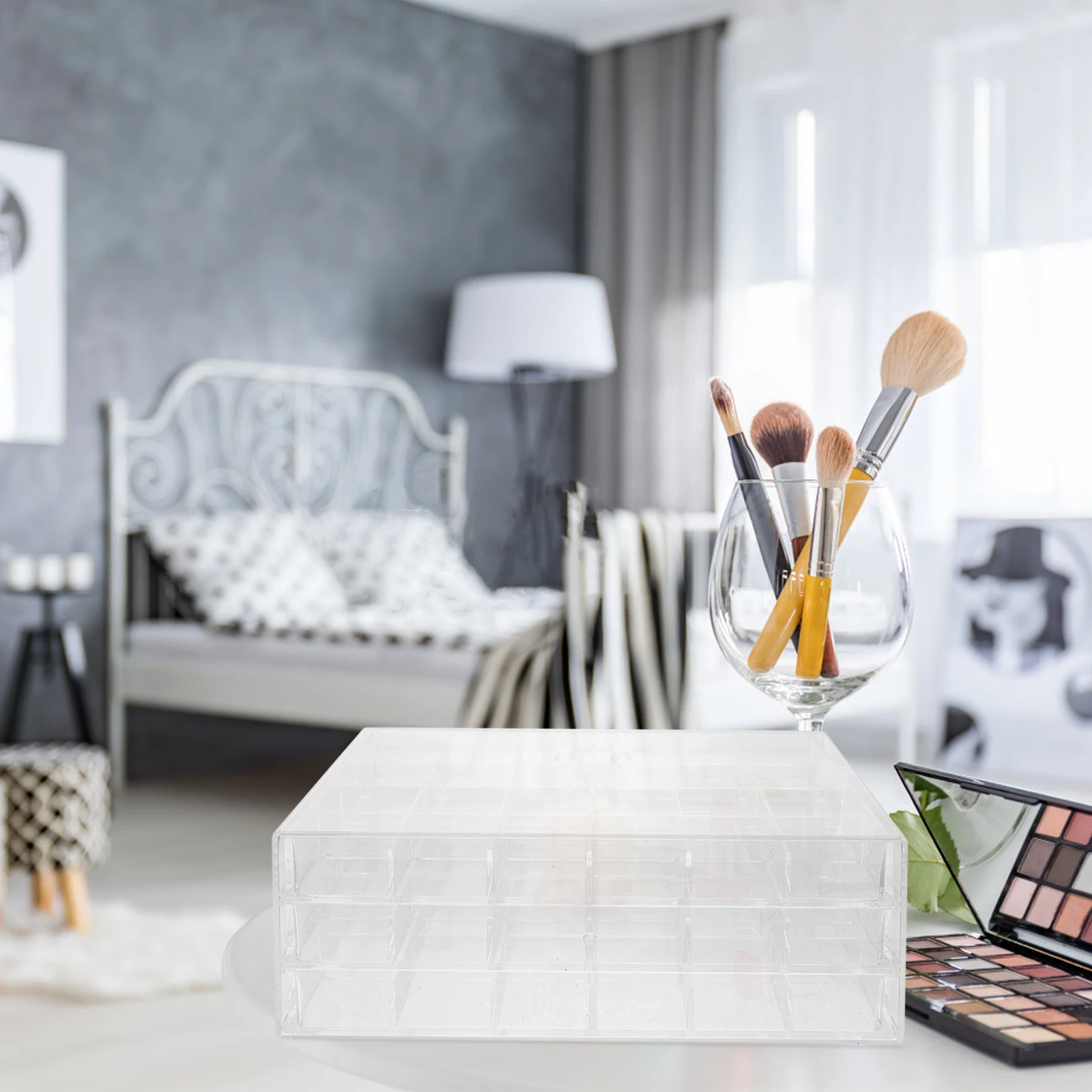 

Sturdy Transparent Jewelry Storage Box Multi-Grid Earring Organizer Portable Bead Compartment Case Clear Divider Box For