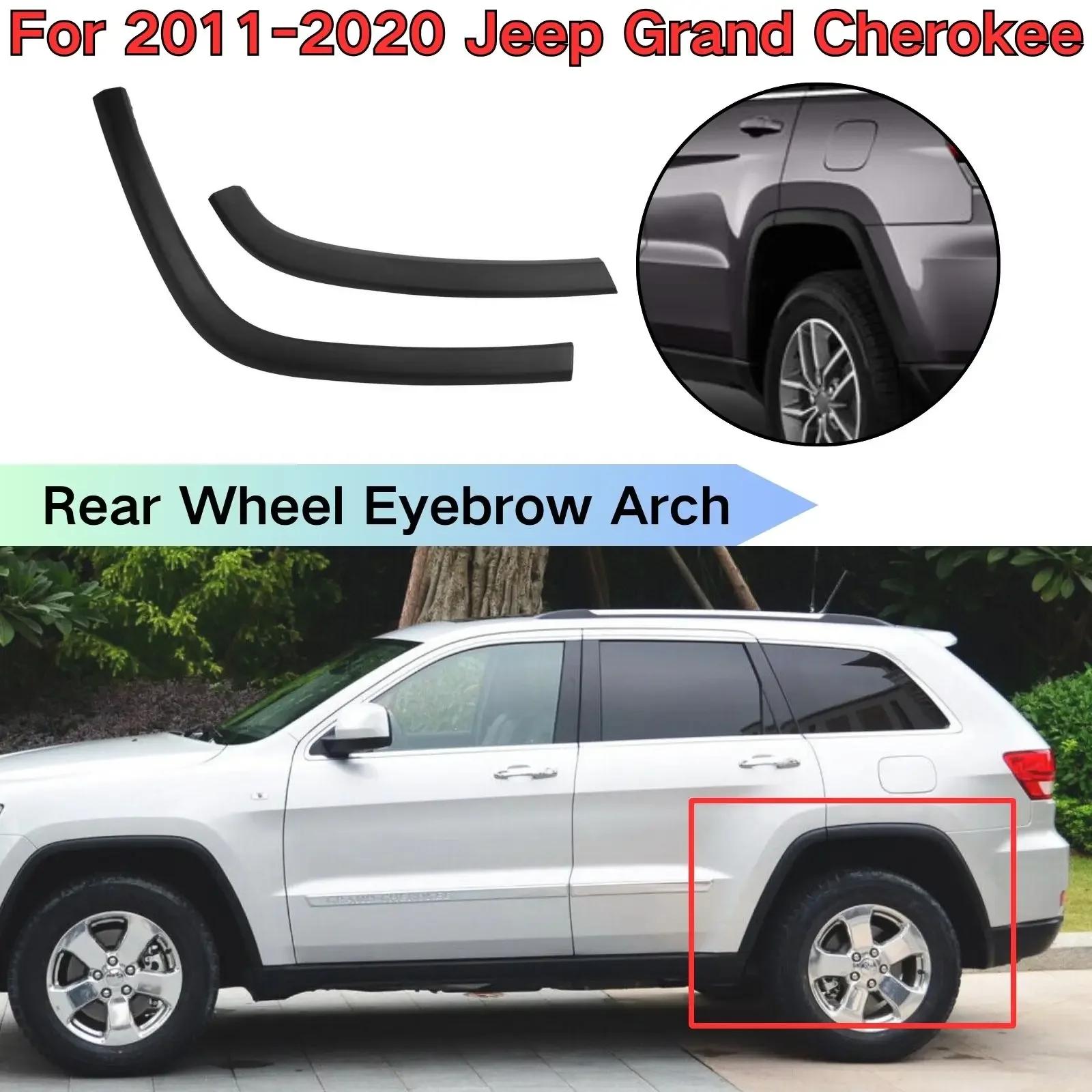 

For Jeep Grand Cherokee 2011 2012-2021 Rear Wheel Eyebrow Arch Trim Molding Left 1MP37RXFAE Right 1MP36RXFAE Car Accessories