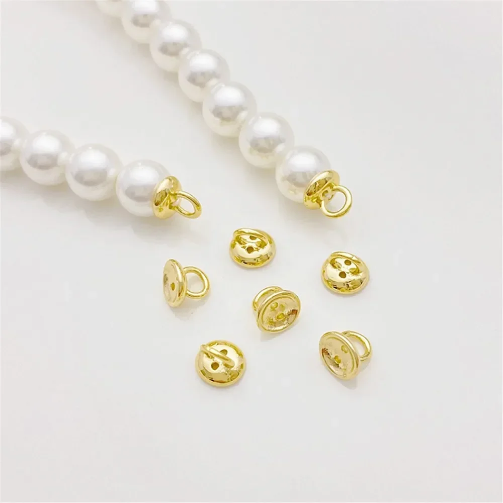 14K Gold Color Buttons, Pearl Caps, Connected Closure Buckles, Handmade DIY String Bracelets, Necklaces, Accessories, Materials