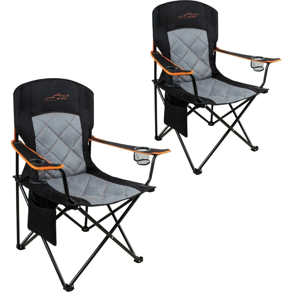 

Camping Chair Set of 2, Pack Fully Padded Heavy Duty Quad Fold Arm Chairs Support 350 LBS, Outdoor Collapsible Chair